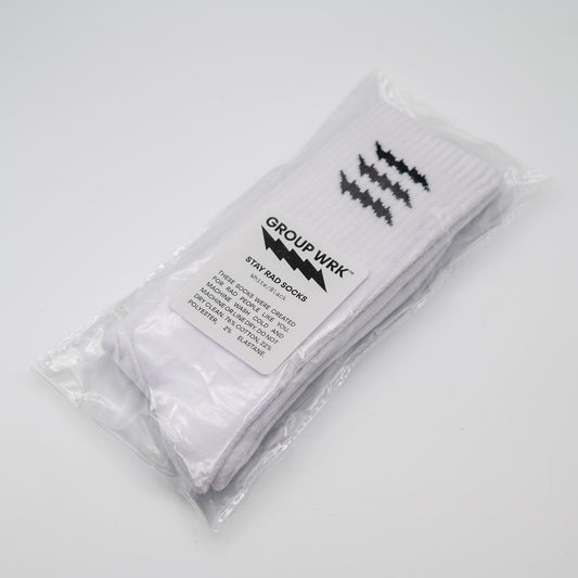 Stay Rad Crew Sock - White