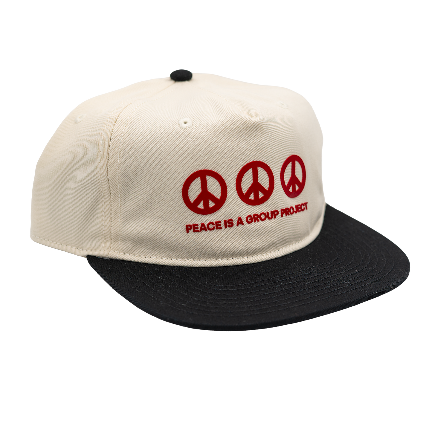 Peace is a Group Project Hat [Black/Cream/Red]