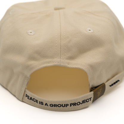 Peace is a Group Project Hat [Black/Cream - Low Profile]