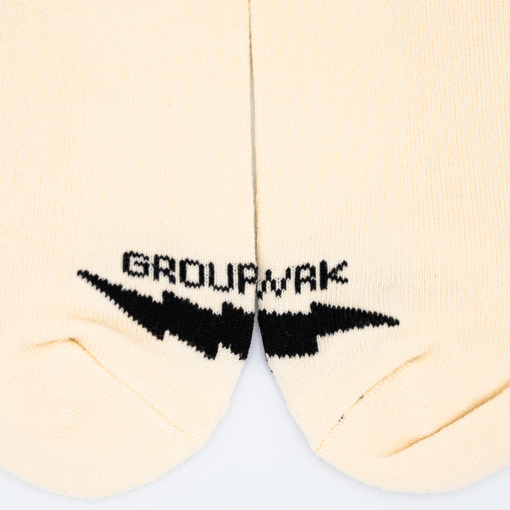 Checkered Peace Crew Sock - Eggshell